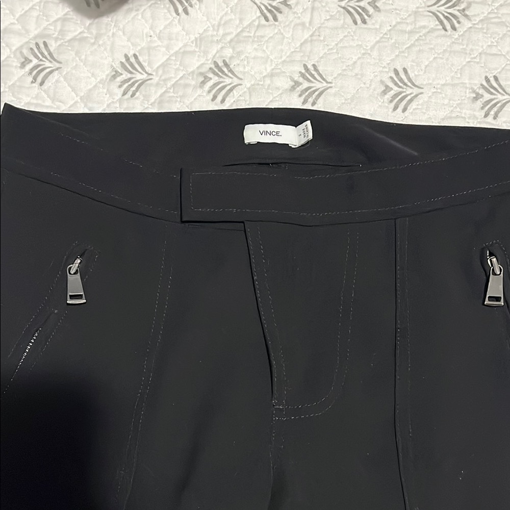 Vince Midnight Black Pants with Zipper Accents